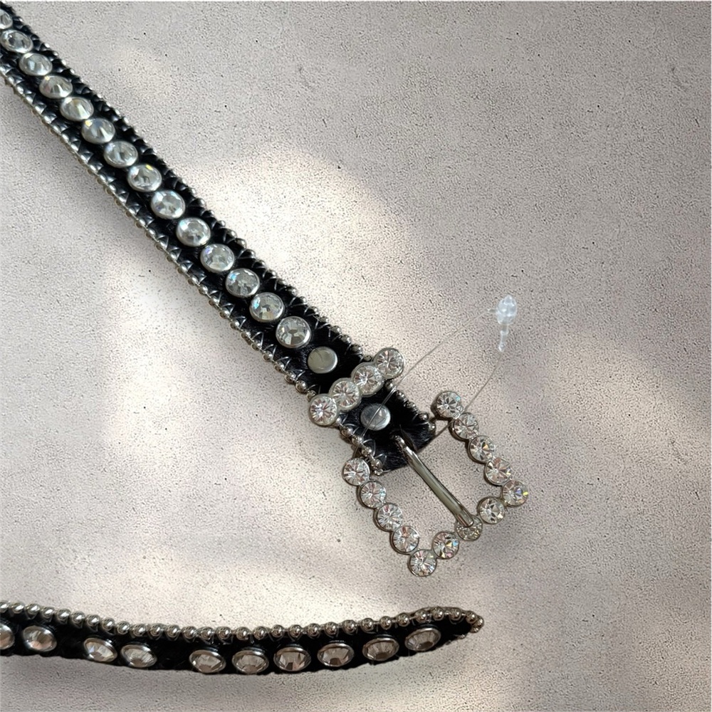B.B. Simon Swarovski Crystal Cow Hide Belt - Picture 2 of 6